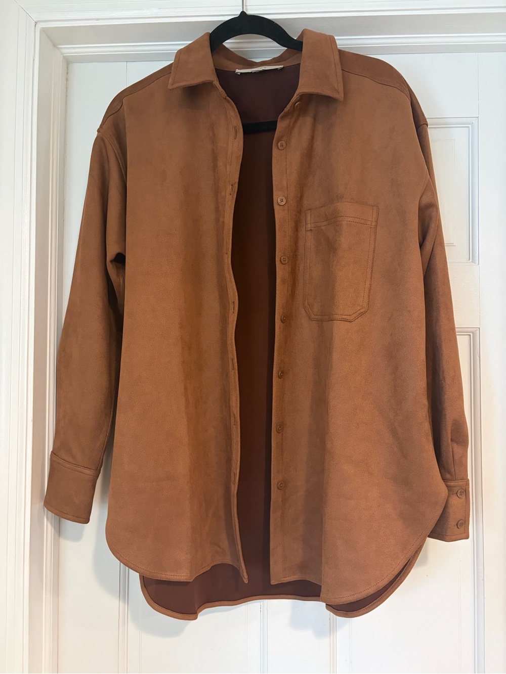 LOFT Rust-Brown Suede-Look Shirt Jacket - Picture 3 of 7